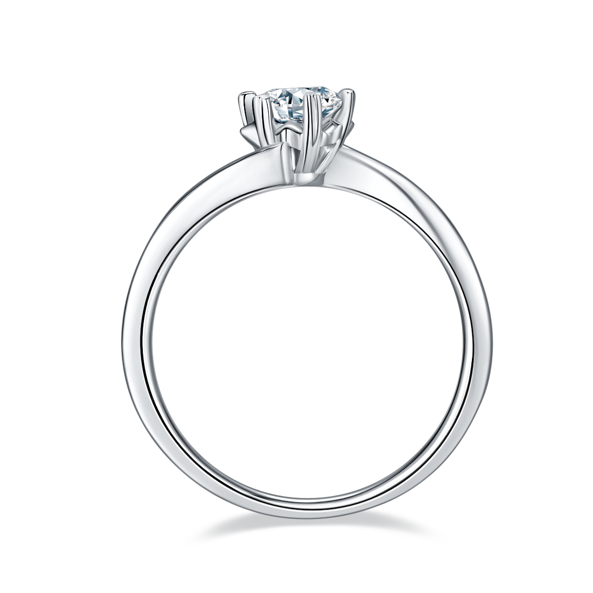 Twisted arm classic snowflake S925 silver plated platinum Moissanite women's ring 50 points D-grade